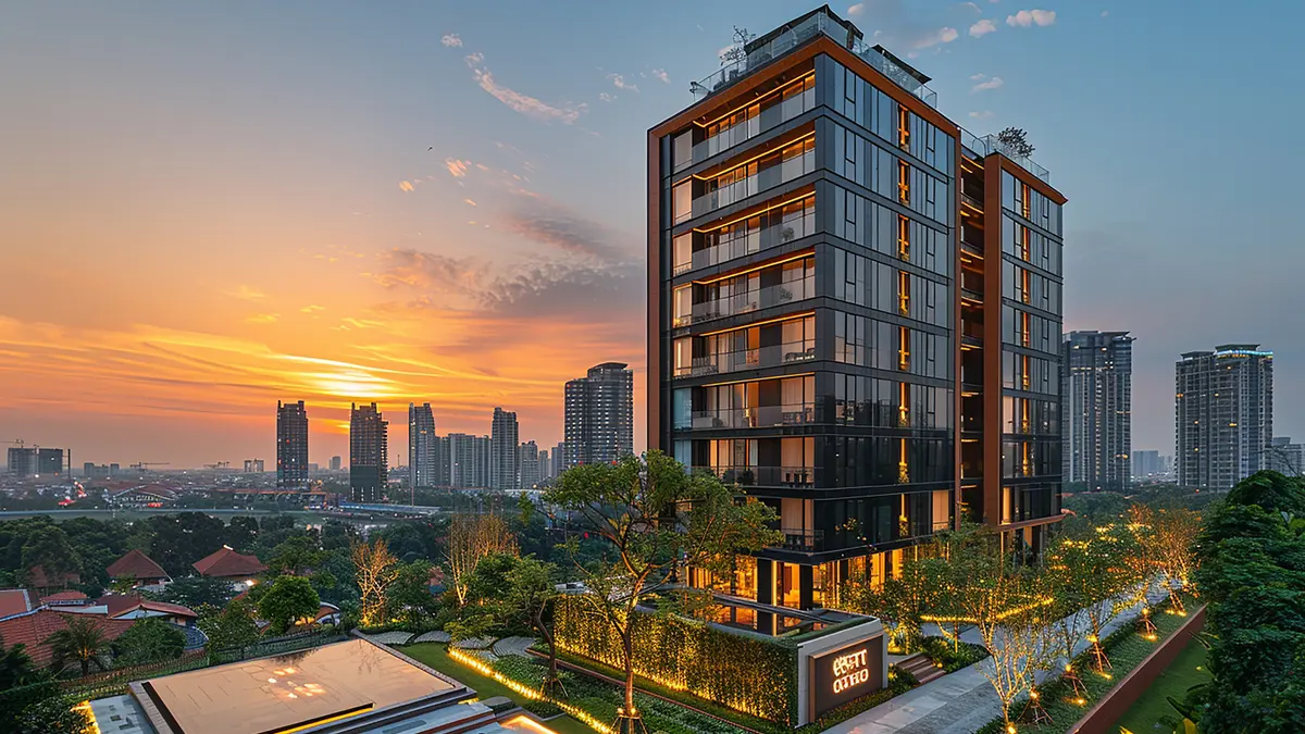 Growing city skyline with modern infrastructure development